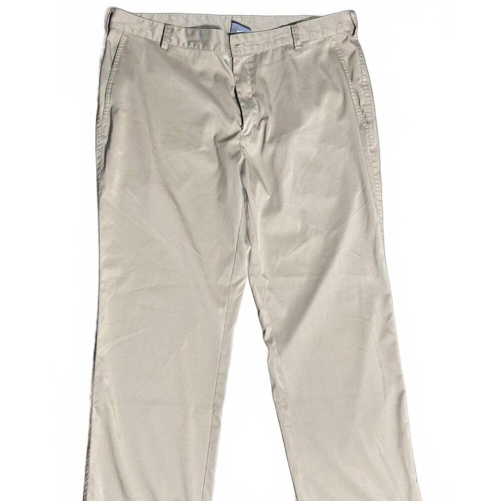 Nike Dri-Fit Golf Pants Men's 38x32 Tan Khaki Flat Front Chino RN56323